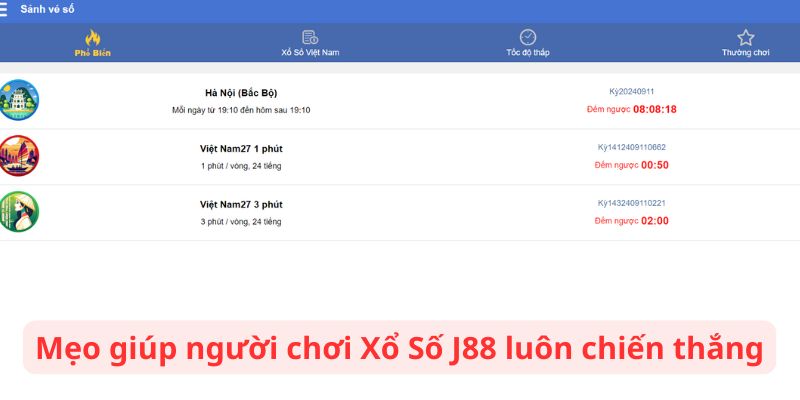 Mẹo giúp người chơi Xổ Số J88 luôn chiến thắng.